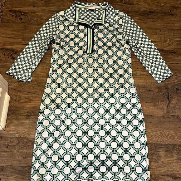 Gretchen Scott Everywhere Dress Size Small Green Blue Lifesaver Print - Picture 2 of 14